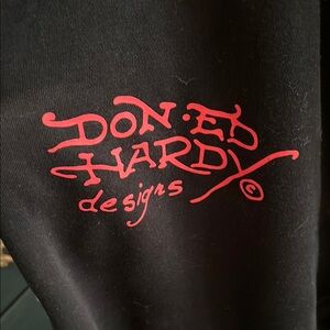 Ed Hardy Black and Red Graphic wide leg sweatpants - size XL